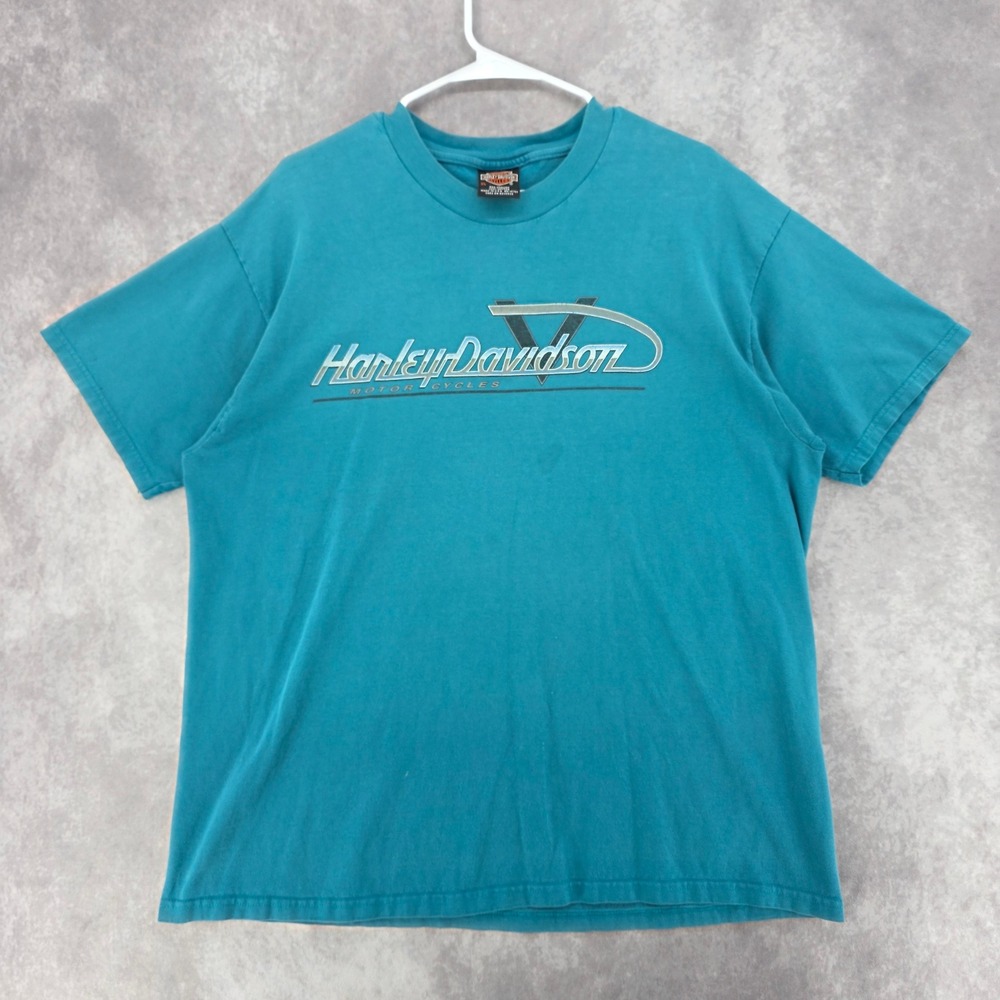 Vintage Harley Davidson Hacienda Scottsdale AZ T Shirt XL Teal Blue USA Made